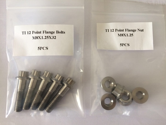 Natürliche Oberfläche GR5 Titanglas M8 x1.25x 32MM 12-Punkte-Flächenbolze für chemische Anlagen