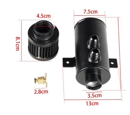 Universal 750ML Öl-Fangbehälter Tank Polster Aluminium W/ Atemfilter verblüfft AN10 für unvergleichliche Leistung