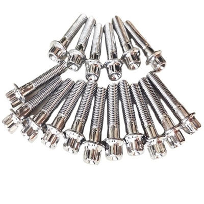 Universal-Auto-Fitment Titanium Gr5 12 PT RS/ RX Split Rim Kits M7 x 32 Bolt und Nuss Silber Flanschschrauben Bolt Natur