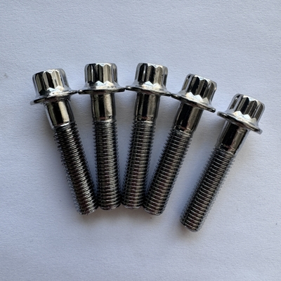 Universal-Auto-Fitment Titanium Gr5 12 PT RS/ RX Split Rim Kits M7 x 32 Bolt und Nuss Silber Flanschschrauben Bolt Natur