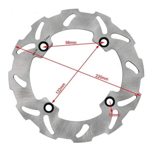Leichtgewicht 220 mm Rückbremsscheibenrotor für Honda CR E 125 CR R 125 AX-1 250 Festkonstruktion 4 Montagelöcher 0,62 kg