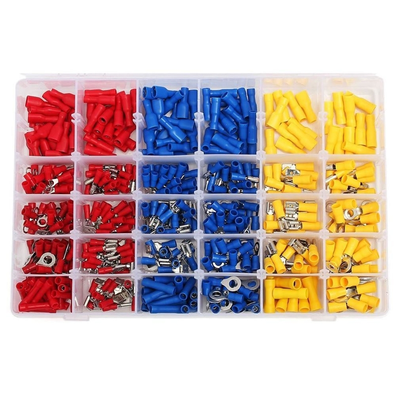 480 Stück Isolierte Endgeräte Elektrische Krampfadern Hintern Spade Ring Gabel Endgerät Set Kit mit Gehäuse für das Jahr Universal